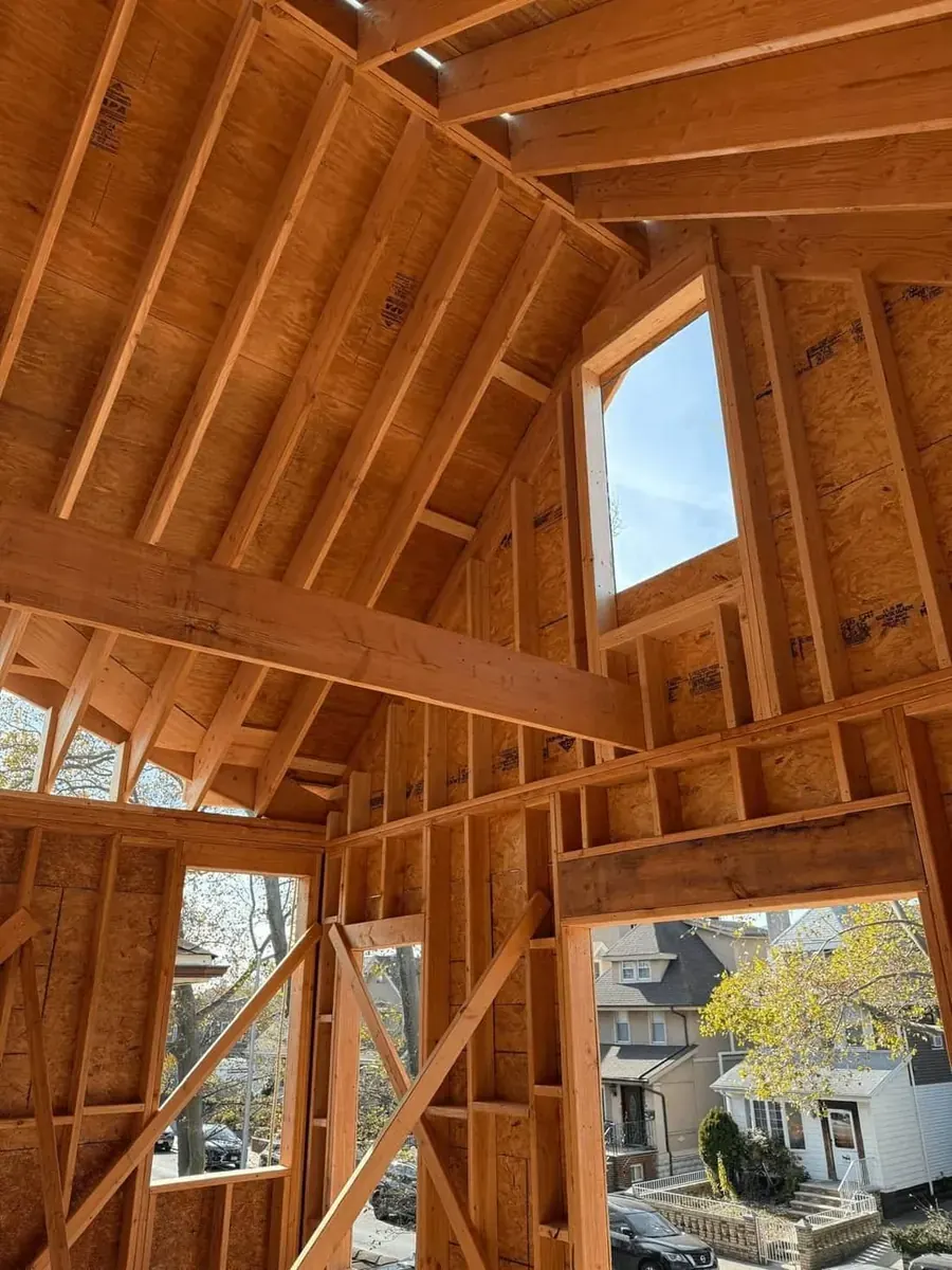 Structural roof framing illustrating the deck substrate beneath commercial membrane systems